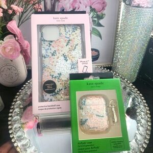 Kate Spade Pink Floral Phone Case & Air Pod Bundle NIB